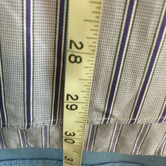 Hugo Boss Shirt Mens Sz 15 32 33 Purple Striped Sharp Fit Long Sleeve Button Up - Picture 9 of 9